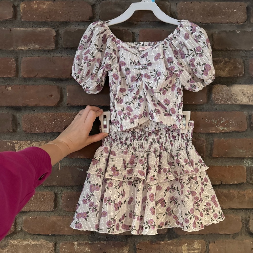 Bela and Nuni Floral Puff Sleeve Blouse and Skirt